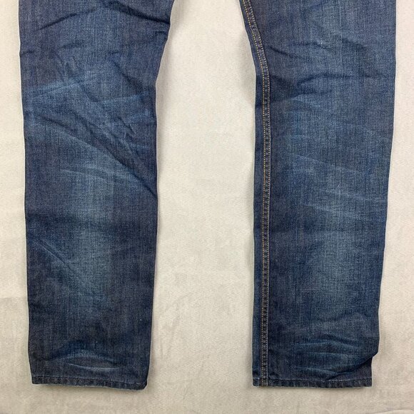 Diesel Mens Pants 30 Blue Jeans Deetak Slim Straight Dark Wash Rigid Italy 30x32 - Picture 13 of 15